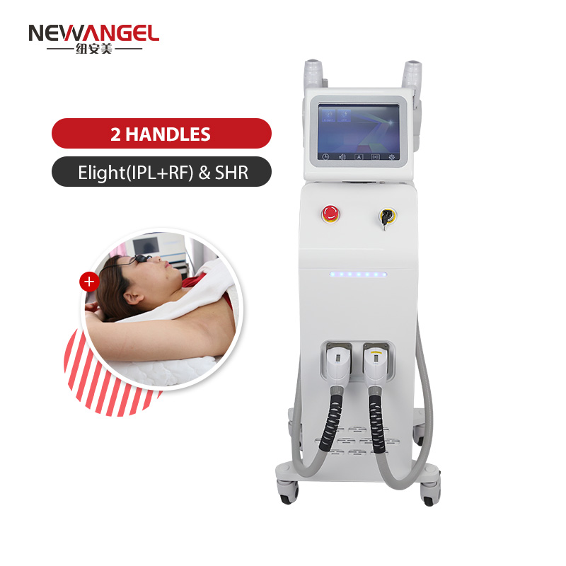 Permanent painless elight shr hair removal machine with 2 handles