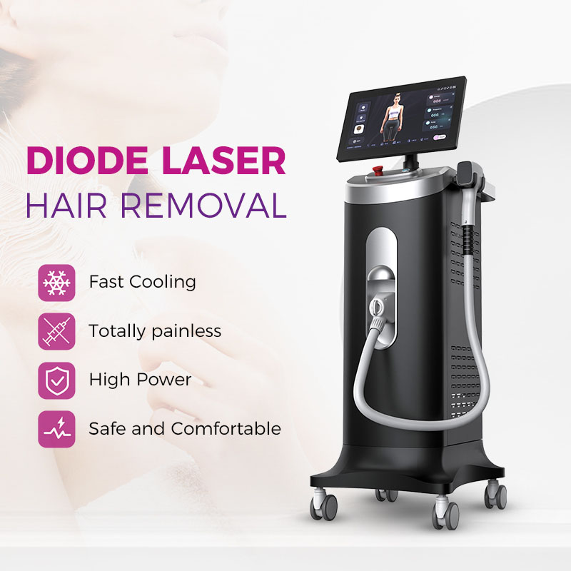Diode Laser Hair Removal Machine 755 1064 808 Nm Beauty Salon Permanent Painless Whitening