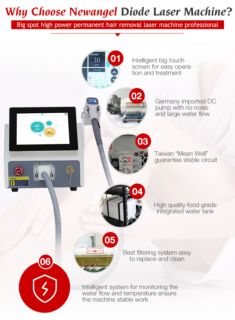 Dermatologist hair removal diode laser machine for face and body