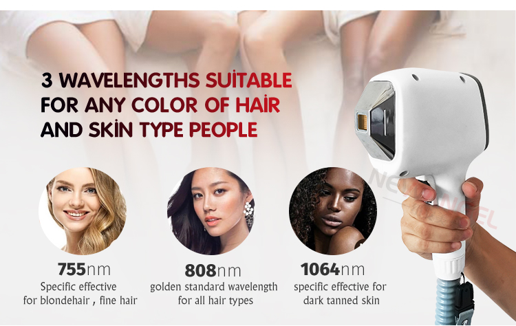 Diode laser hair removal machine 755 1064 808 nm Beauty salon permanent painless whitening 