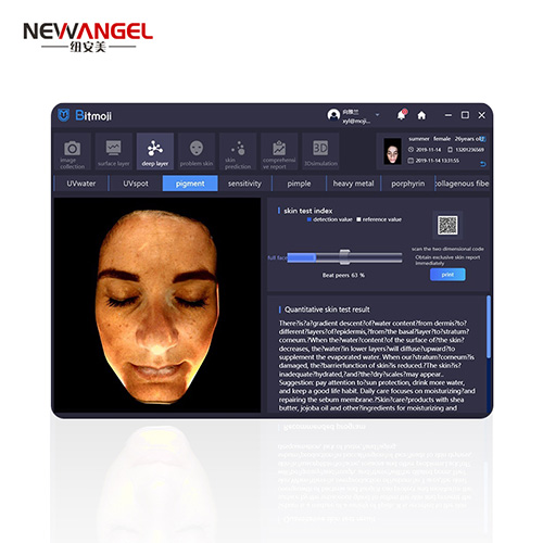 Skin analysis for facial analyzer no invasive