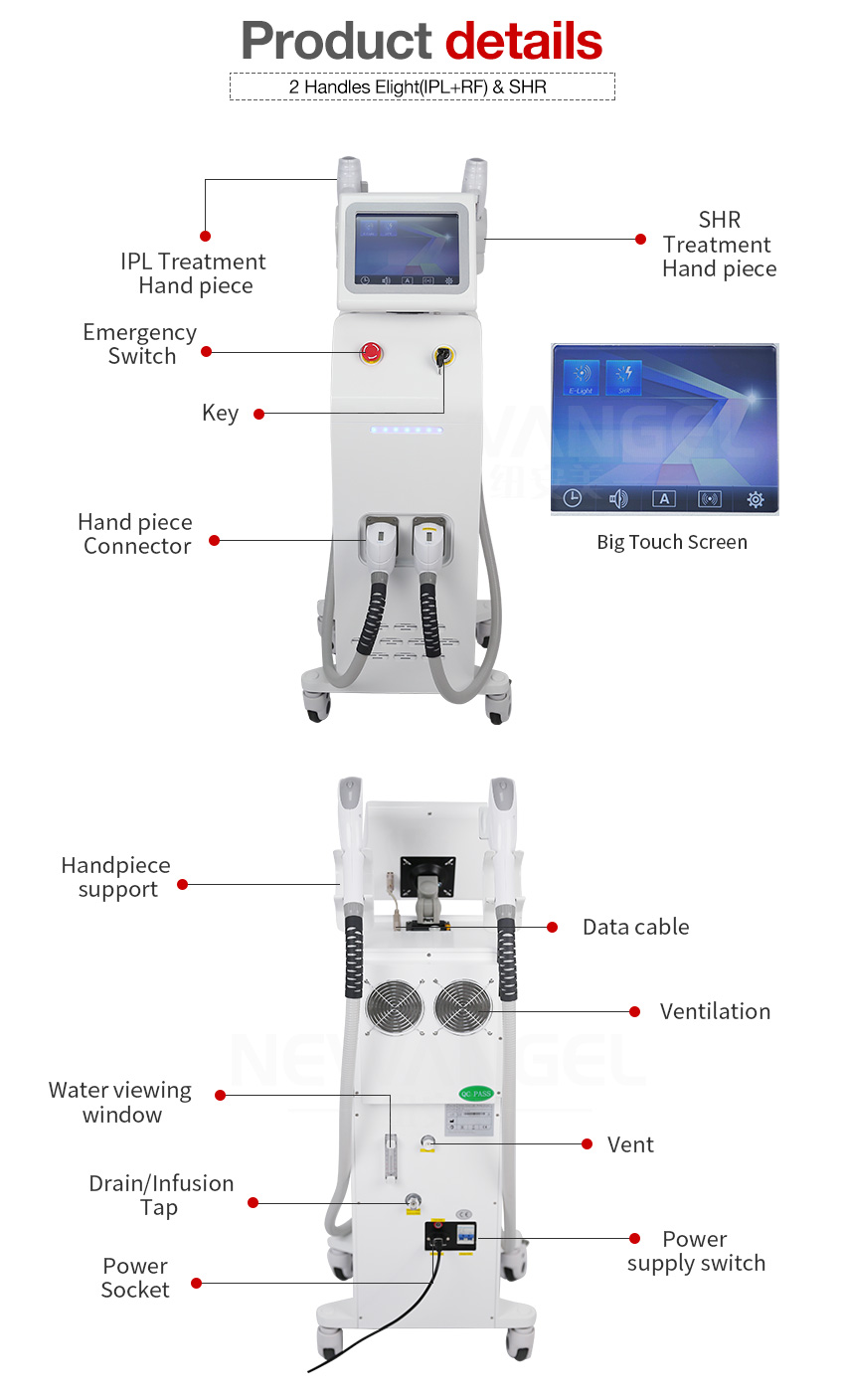 elight shr hair removal machine details display