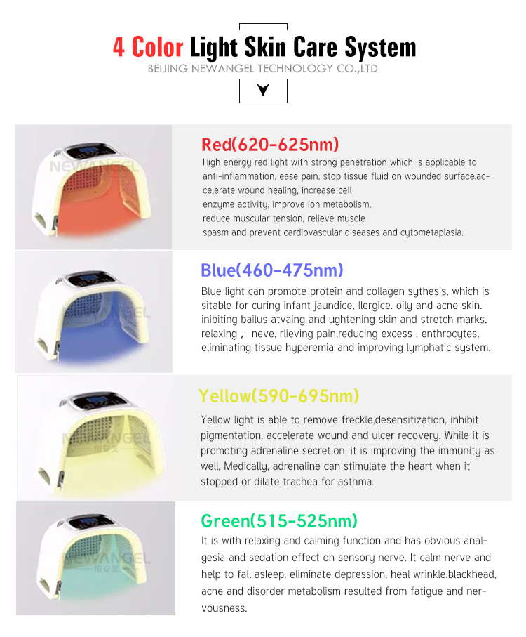 Skin Care Wrinkle Acne Removal Face Beauty Therapy Whitening Instrument PDT 4 Colors Led New Design Beauty salon