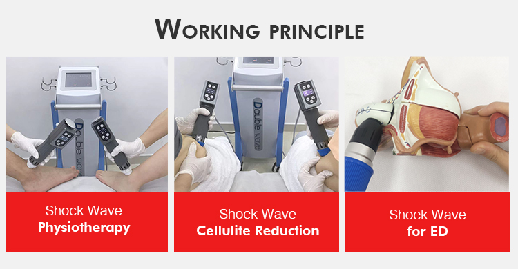Double Channel Cellulite Radial Electromagnetic Shockwave Therapy Machine for Ed