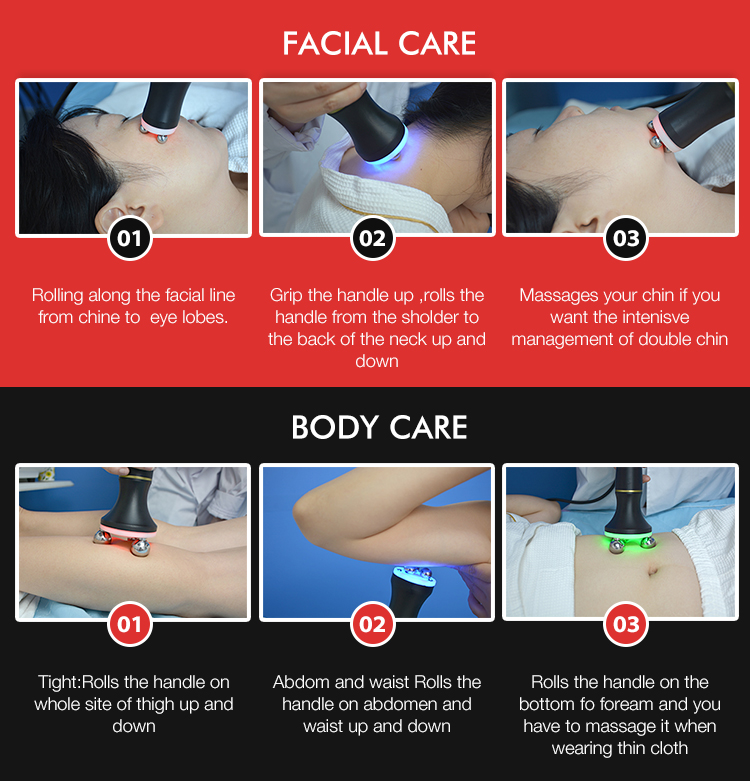 360 Rf Radio Frequency Machine Face Lifting Device RF Facial Body Massager with LED