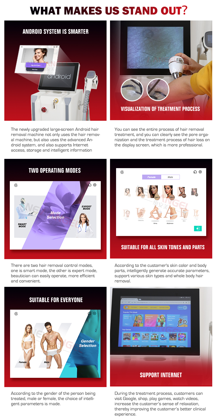 Diode laser hair removal machine 755 1064 808 nm Beauty salon permanent painless whitening 