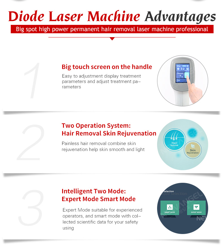 2 handles working simultaneously hair removal laser machine price