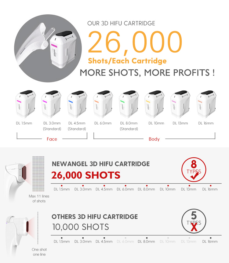 hi fu skin tightening machine 8 cartridges