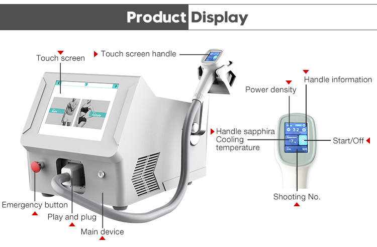 portable diode laser hair removal machine display
